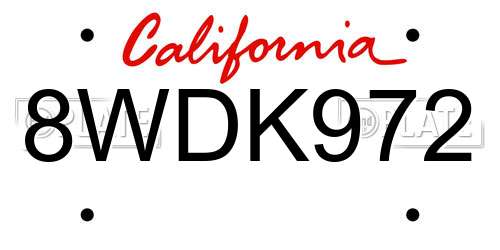 8WDK972 California License Plate