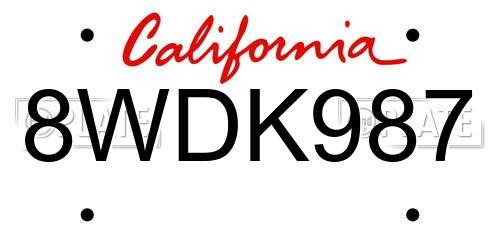 8WDK987 California License Plate