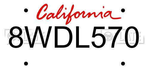 8WDL570 California License Plate