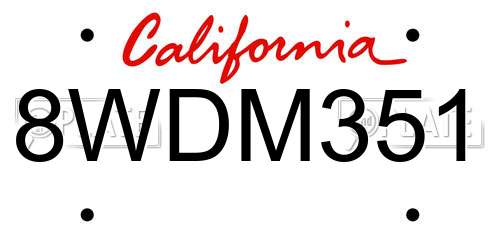 8WDM351 California License Plate