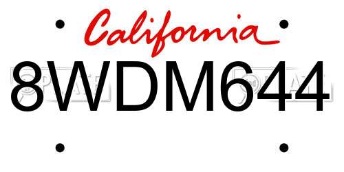 8WDM644 California License Plate