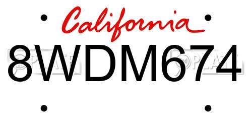 8WDM674 California License Plate