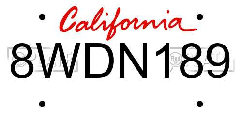 8WDN189 California License Plate