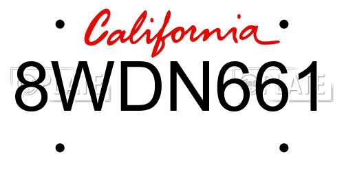 8WDN661 California License Plate