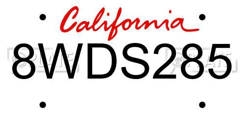 8WDS285 California License Plate