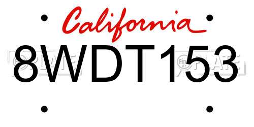 8WDT153 California License Plate