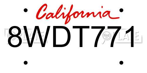 8WDT771 California License Plate