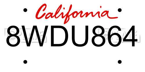 8WDU864 California License Plate