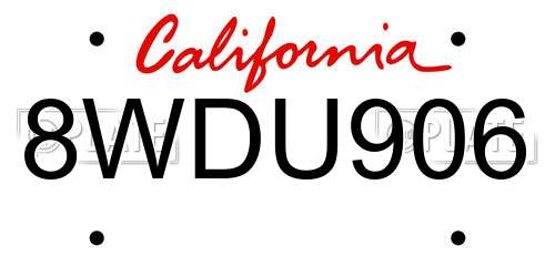 8WDU906 California License Plate