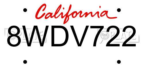 8WDV722 California License Plate