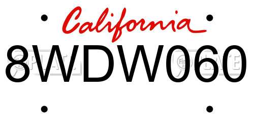 8WDW060 California License Plate
