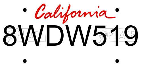 8WDW519 California License Plate