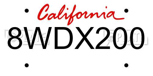 8WDX200 California License Plate