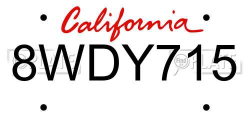 8WDY715 California License Plate