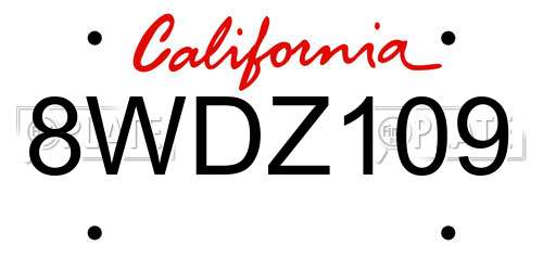 8WDZ109 California License Plate