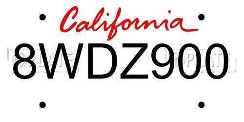 8WDZ900 California License Plate