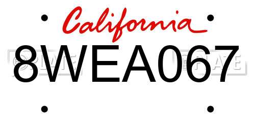 8WEA067 California License Plate
