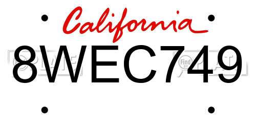 8WEC749 California License Plate