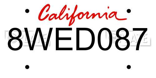 8WED087 California License Plate