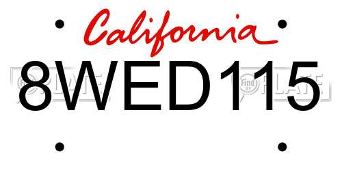 8WED115 California License Plate
