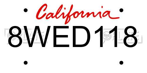 8WED118 California License Plate
