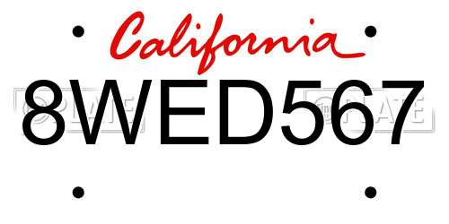 8WED567 California License Plate