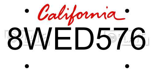 8WED576 California License Plate