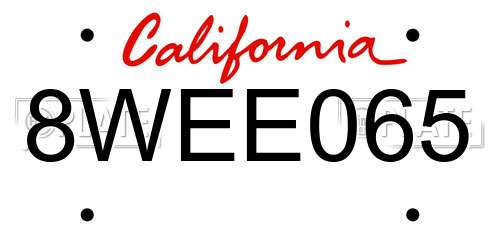 8WEE065 California License Plate