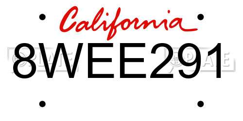 8WEE291 California License Plate