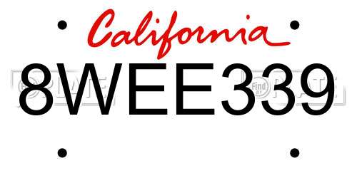 8WEE339 California License Plate