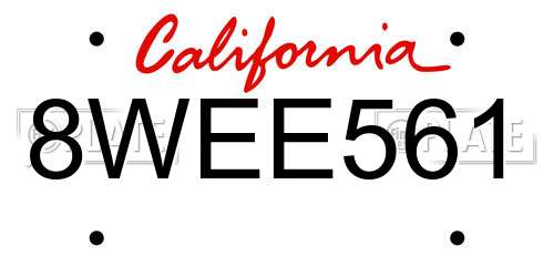 8WEE561 California License Plate
