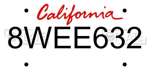 8WEE632 California License Plate