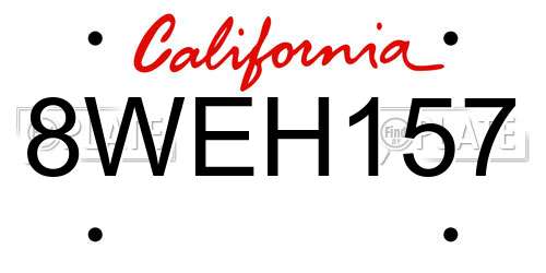 8WEH157 California License Plate