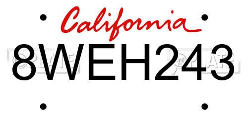 8WEH243 California License Plate