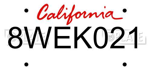 8WEK021 California License Plate