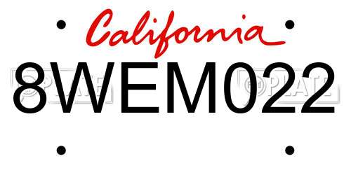 8WEM022 California License Plate