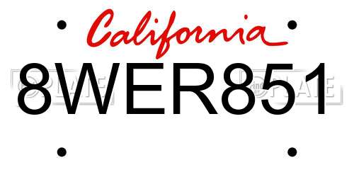 8WER851 California License Plate