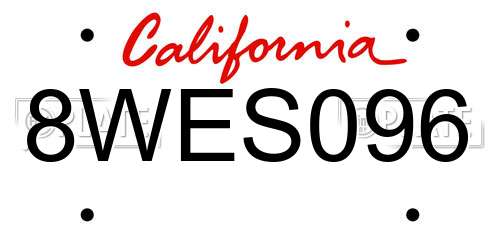 8WES096 California License Plate