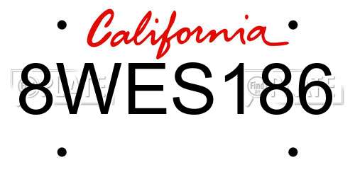 8WES186 California License Plate