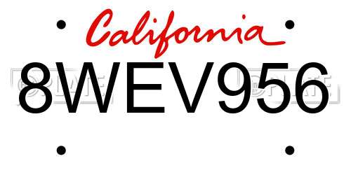 8WEV956 California License Plate