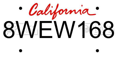 8WEW168 California License Plate