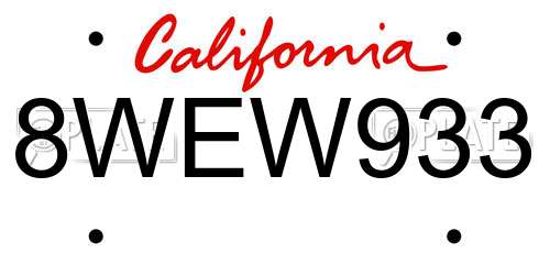 8WEW933 California License Plate
