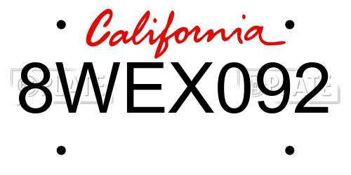 8WEX092 California License Plate