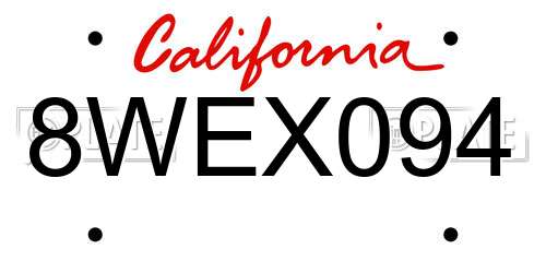 8WEX094 California License Plate