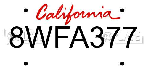 8WFA377 California License Plate