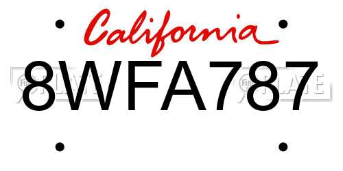 8WFA787 California License Plate
