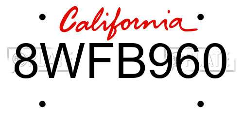8WFB960 California License Plate