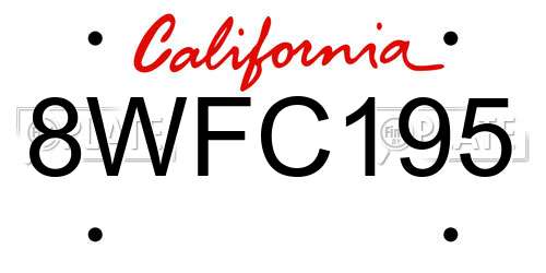8WFC195 California License Plate