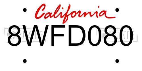 8WFD080 California License Plate