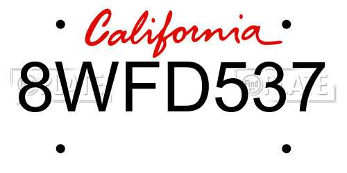 8WFD537 California License Plate